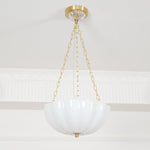 Rosehill Art Deco Chandelier — Gold Iron Frame, White Glass Shade, 3-Light