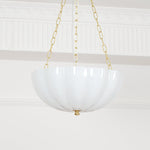 Rosehill Art Deco Chandelier — Gold Iron Frame, White Glass Shade, 3-Light