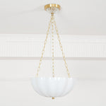 Rosehill Art Deco Chandelier — Gold Iron Frame, White Glass Shade, 3-Light
