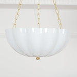 Rosehill Art Deco Chandelier — Gold Iron Frame, White Glass Shade, 3-Light