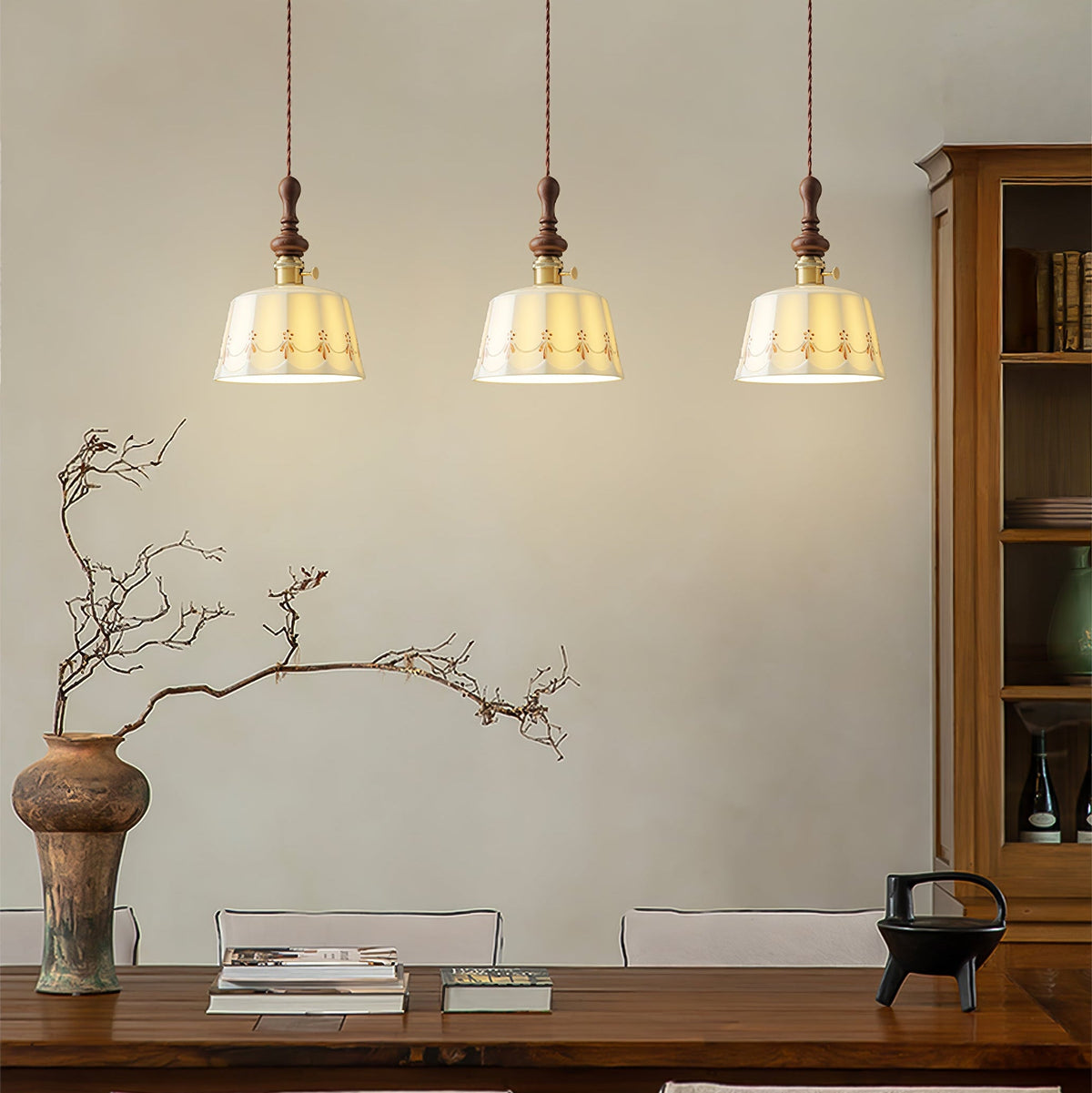 Roselind Hand-Painted Ceramic Pendant Light for Dining & Living Spaces