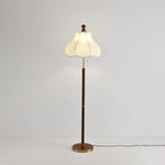Roselle Bloom Floor Lamp – Scalloped Fabric Shade, Walnut Wood & Brass
