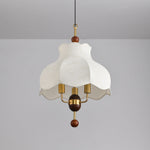 Roselle Bloom Pendant Light – Modern Walnut Wood & Fabric Ceiling Lamp for Dining Room, Living Room, Bedroom