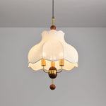 Roselle Bloom Pendant Light – Modern Walnut Wood & Fabric Ceiling Lamp for Dining Room, Living Room, Bedroom