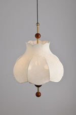 Roselle Bloom Pendant Light – Modern Walnut Wood & Fabric Ceiling Lamp for Dining Room, Living Room, Bedroom