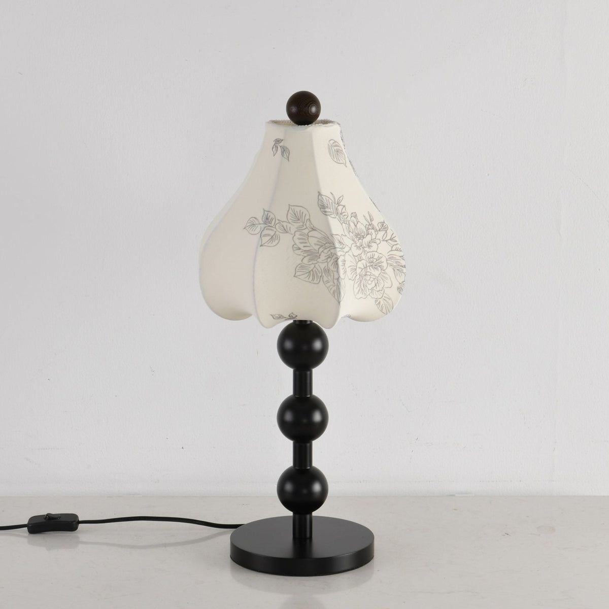 Roselle Bloom Table Lamp – Floral Shade with Walnut Wood Base