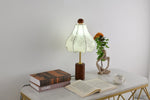 Roselle Vintage Table Lamp with Floral Scalloped Shade and Walnut Wood Base