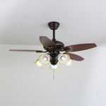 Roselore Bloom Ceiling Fan Light – Scalloped Glass Shade, Walnut Finish, 42"
