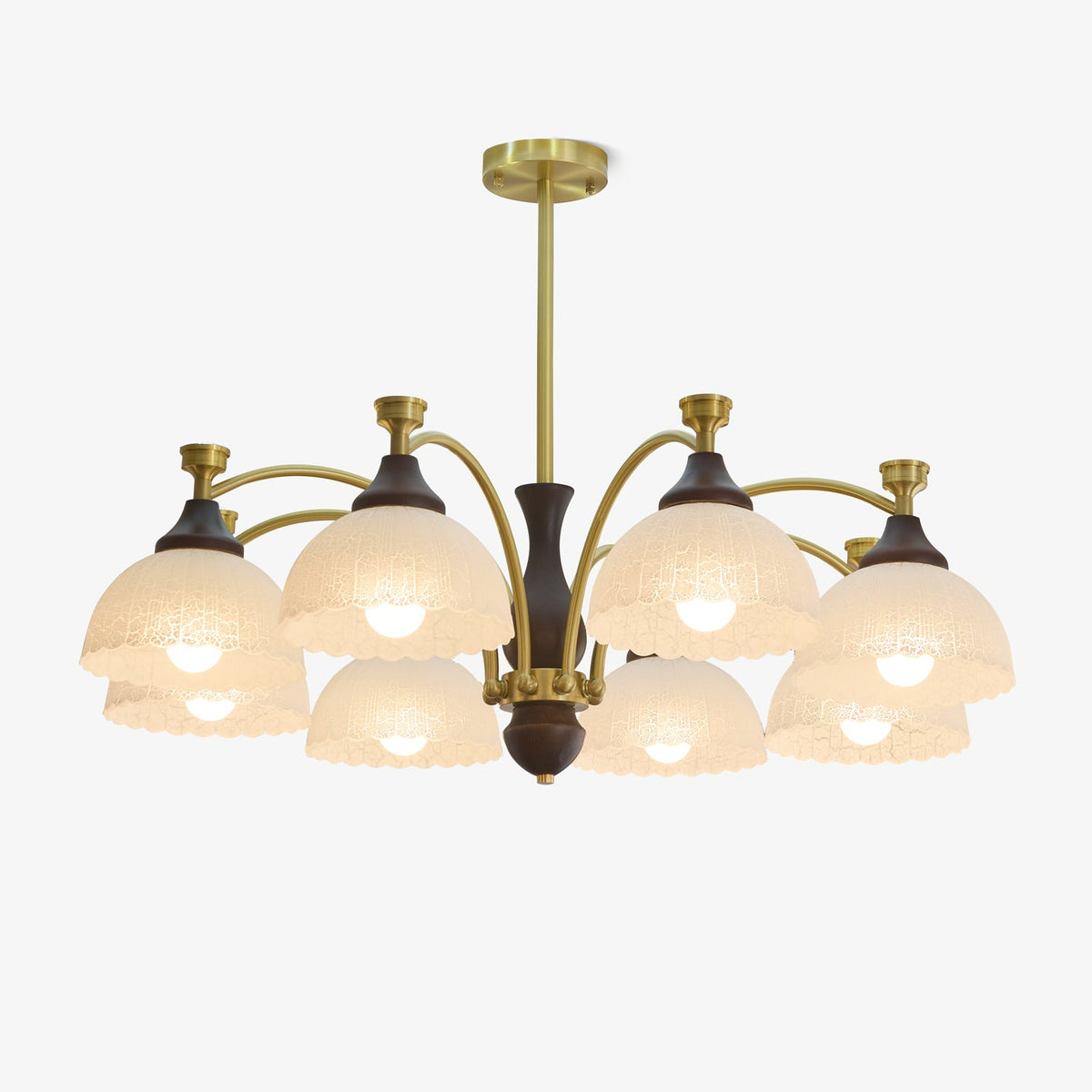 Rosetta Chandelier — Modern Brass and Glass Pendant Light for Dining Room and Living Room
