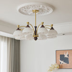 Rosetta Chandelier — Modern Brass and Glass Pendant Light for Dining Room and Living Room