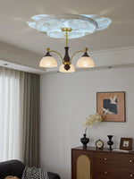 Rosetta Chandelier — Modern Brass and Glass Pendant Light for Dining Room and Living Room