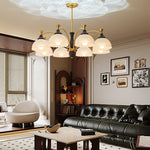 Rosetta Chandelier — Modern Brass and Glass Pendant Light for Dining Room and Living Room