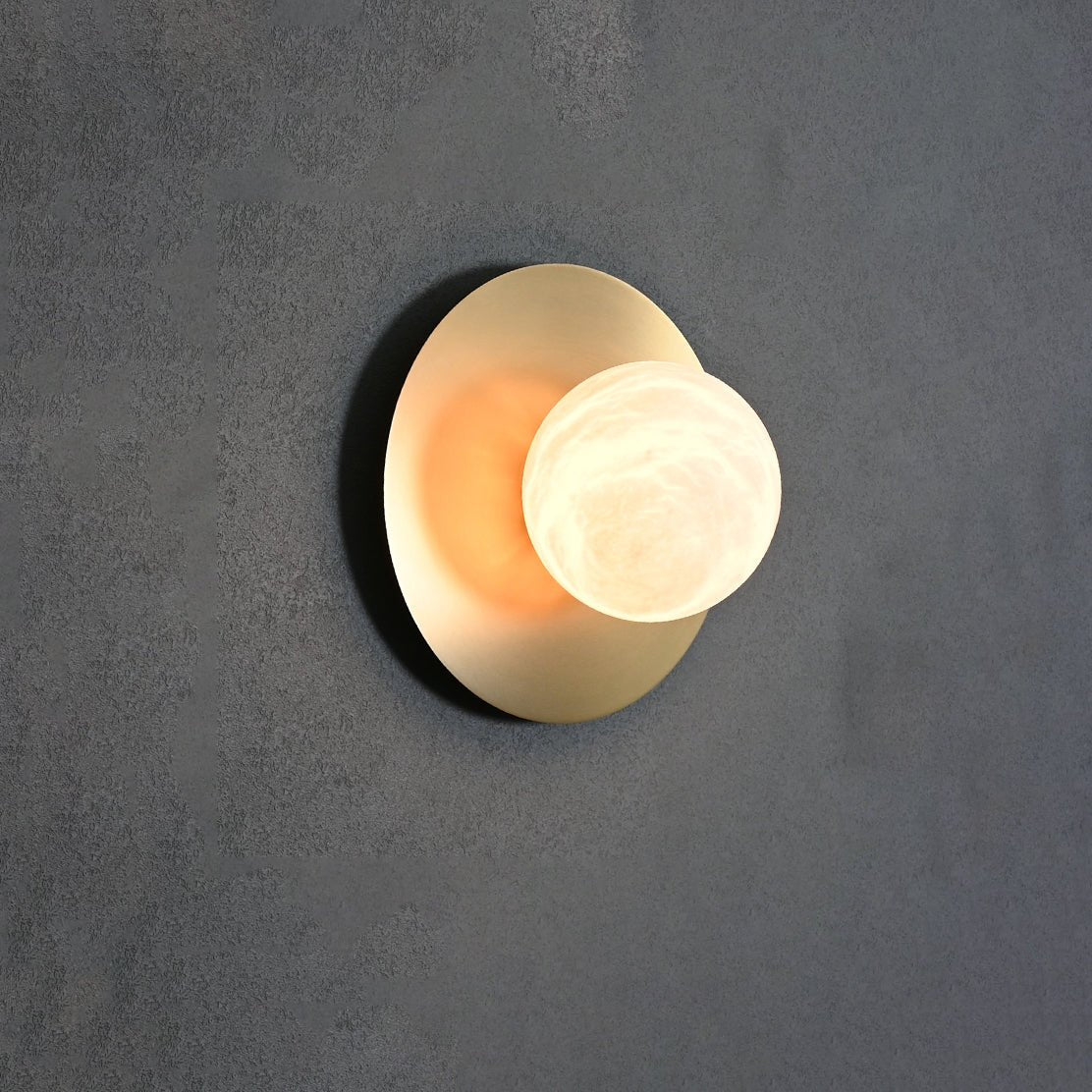 Round Alabaster Orb Wall Sconce in Brass for Modern Interiors
