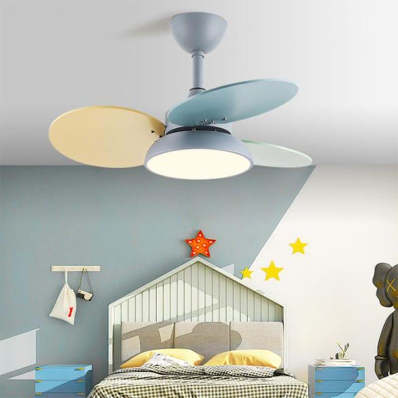 Modern Colorful Kids Pendant Ceiling Fans With Light For Bedroom