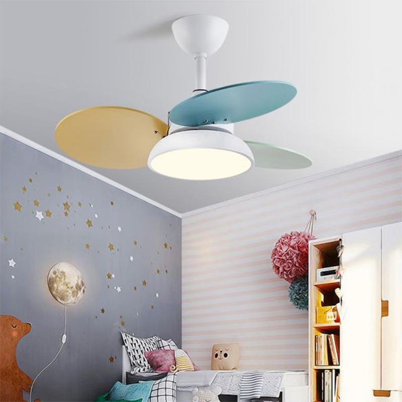 Modern Colorful Kids Pendant Ceiling Fans With Light For Bedroom