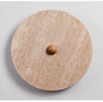 Round Travertine Disk LED Wall Sconce with Wood Accent