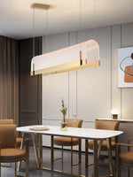 Modern Gold LED Arch Chandelier for Dining Room and Living Space