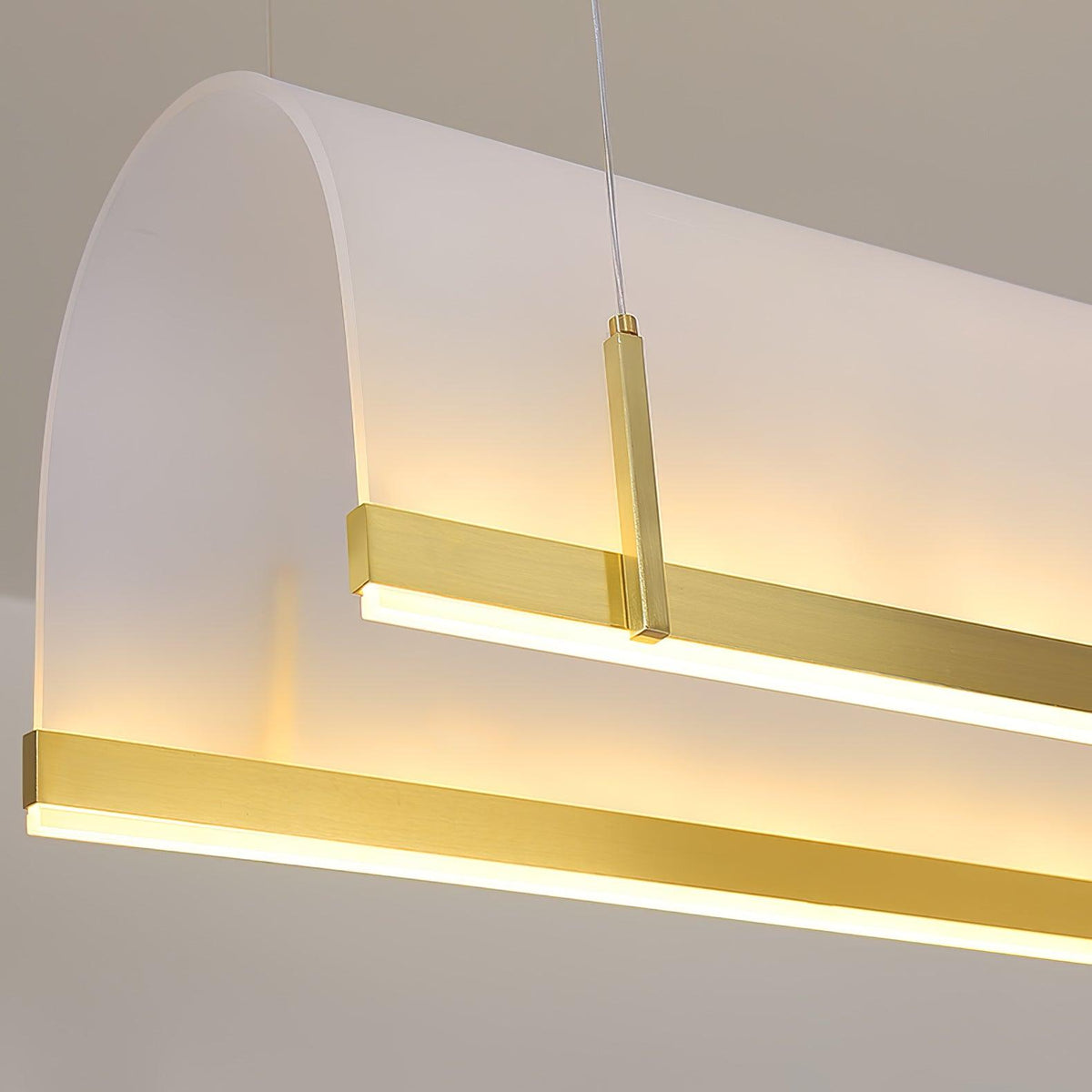 Modern Gold LED Arch Chandelier for Dining Room and Living Space