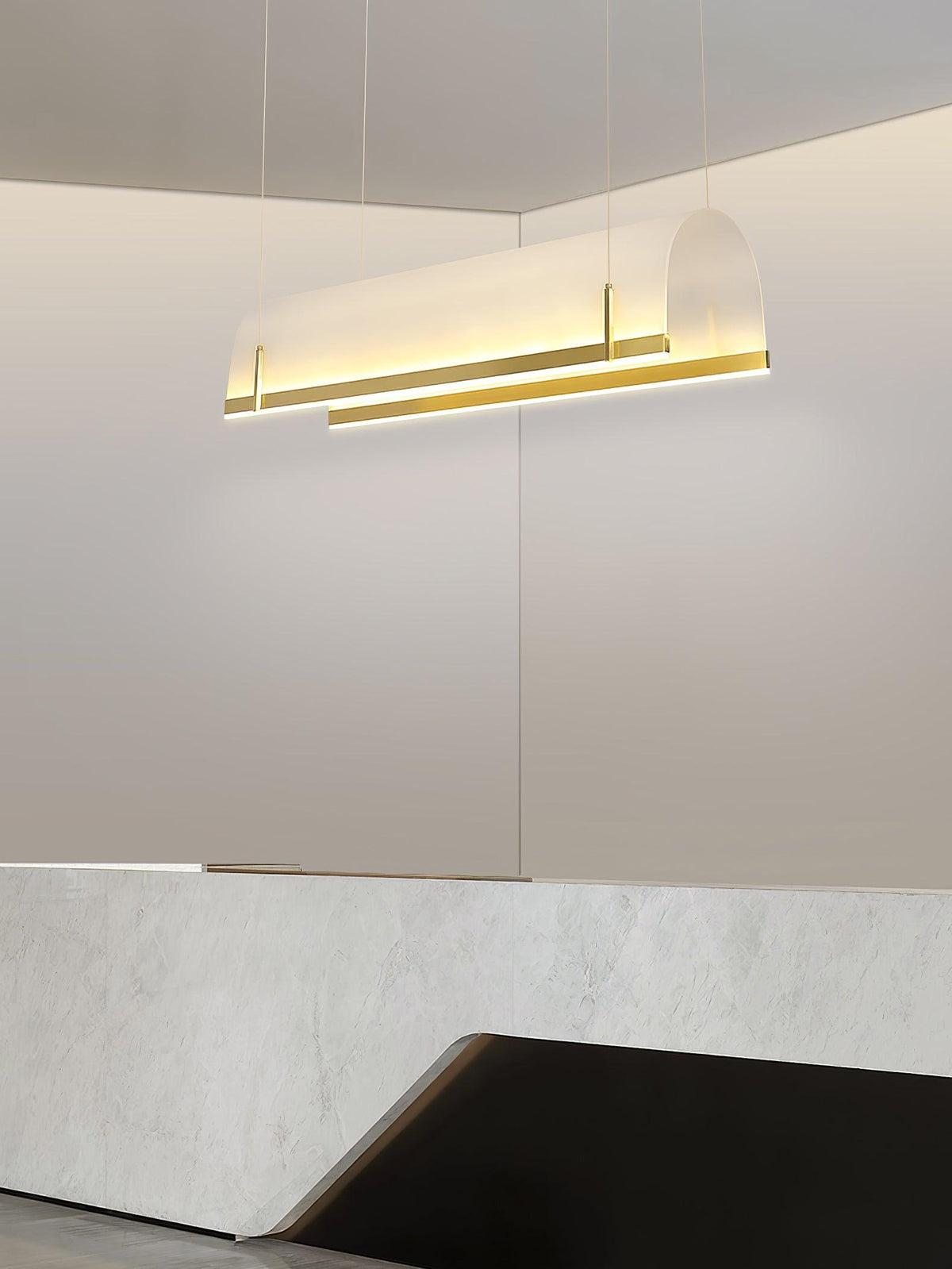 Modern Gold LED Arch Chandelier for Dining Room and Living Space