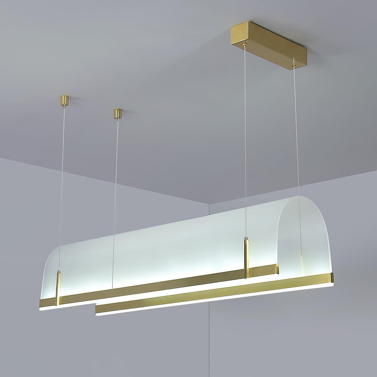 Modern Gold LED Arch Chandelier for Dining Room and Living Space