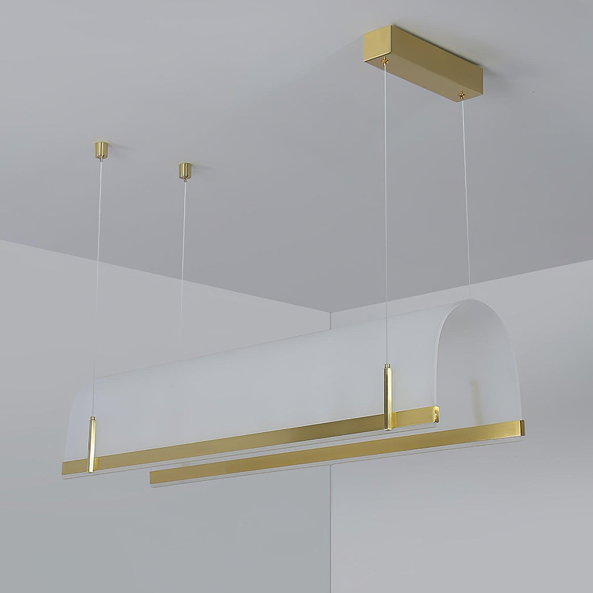 Modern Gold LED Arch Chandelier for Dining Room and Living Space