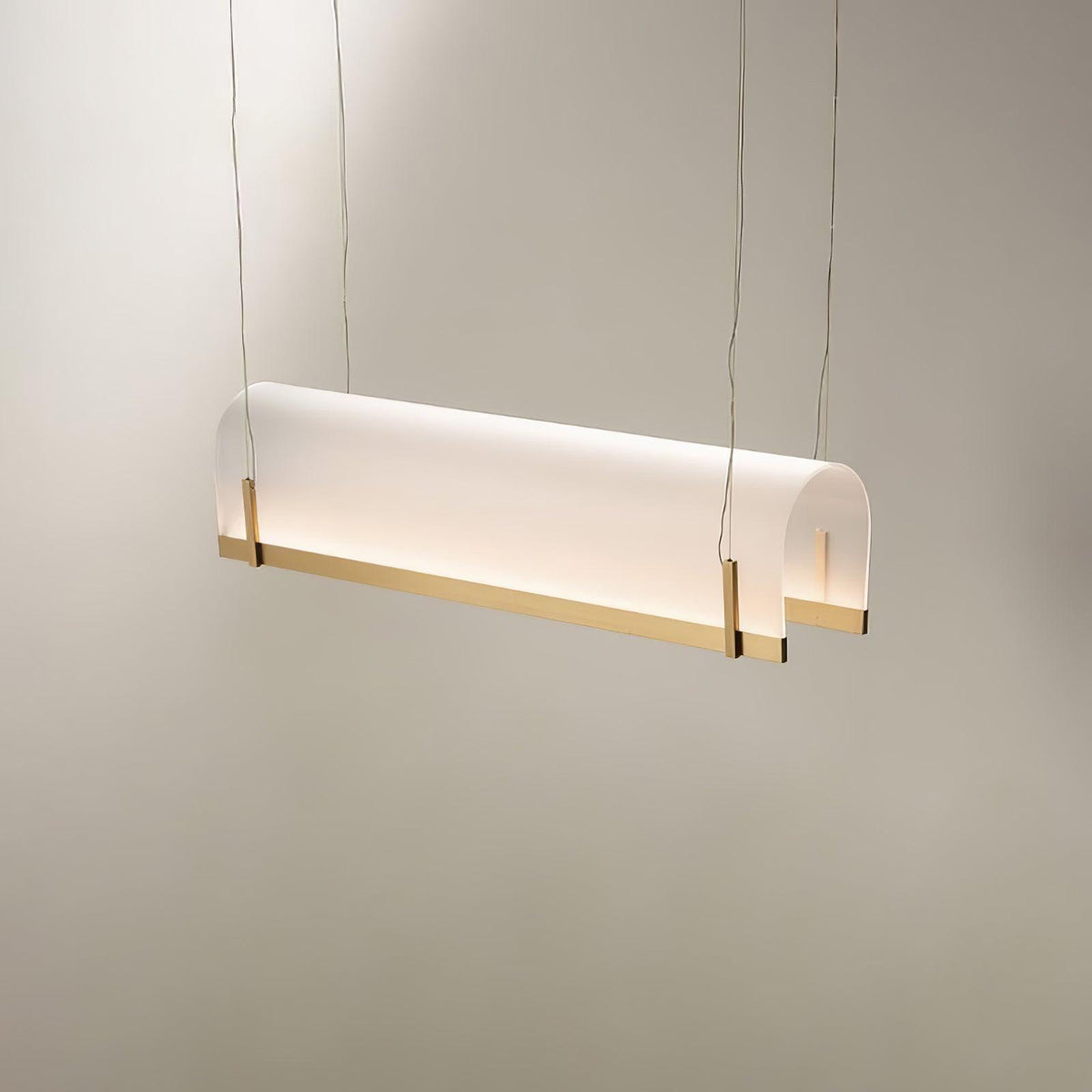 Modern Gold LED Arch Chandelier for Dining Room and Living Space