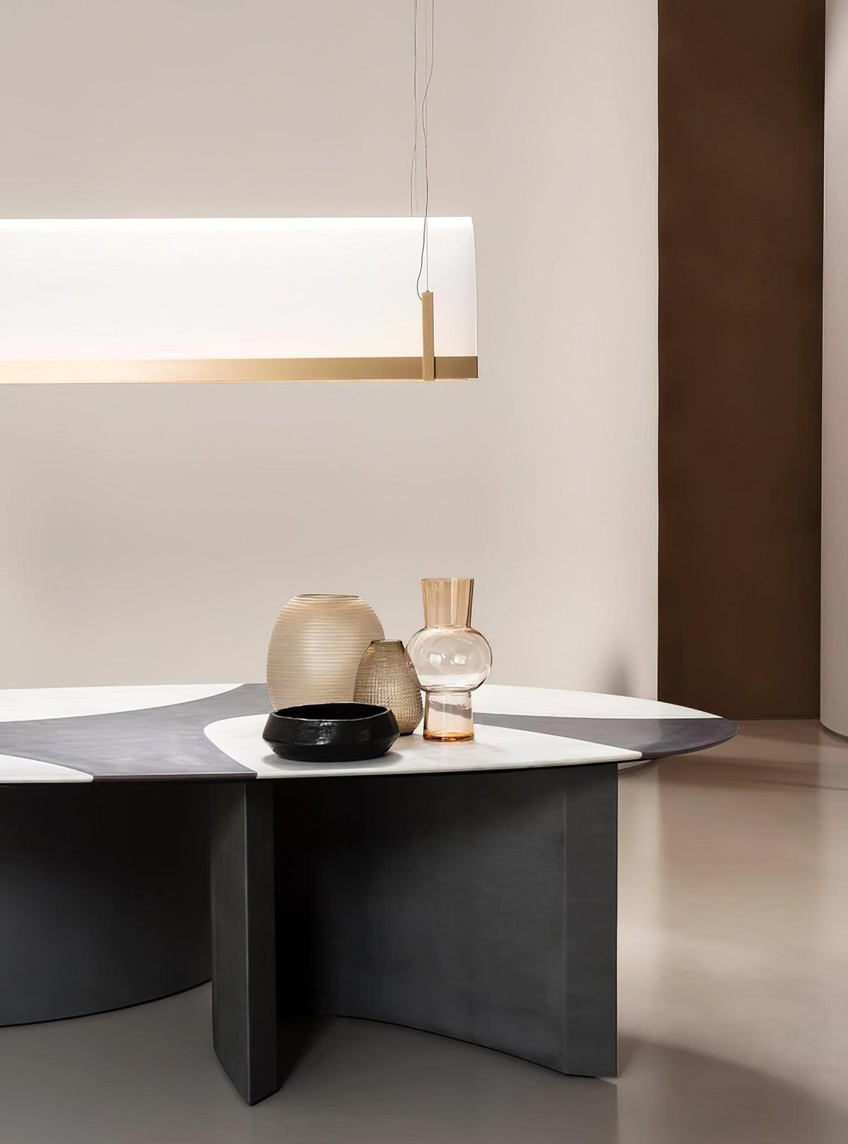 Modern Gold LED Arch Chandelier for Dining Room and Living Space