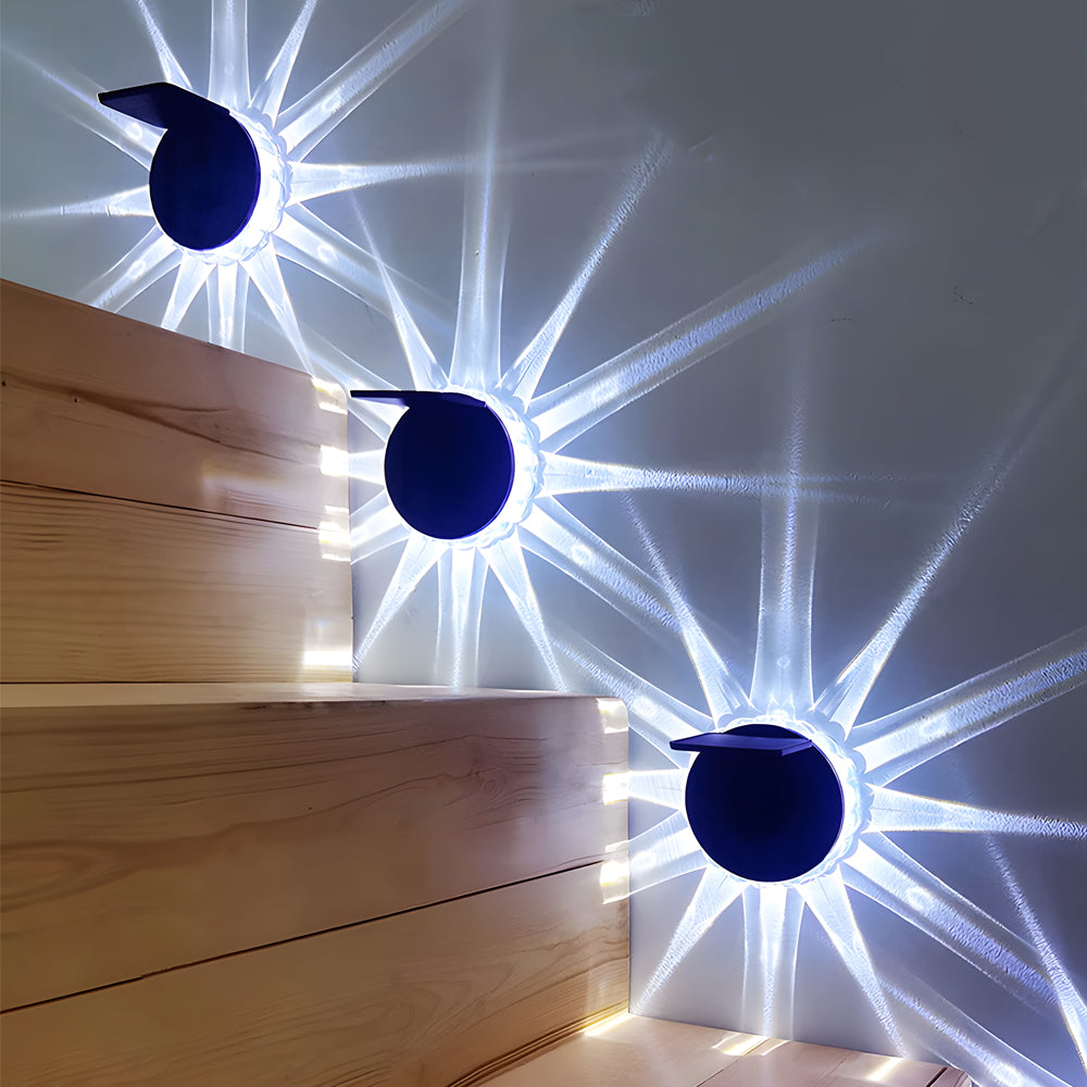 Round 9 Led Solar Petal Wall Light 3 Mode With Remote Outdoor Wall Sconce Lamp Waterproof Wall Mount Lighting