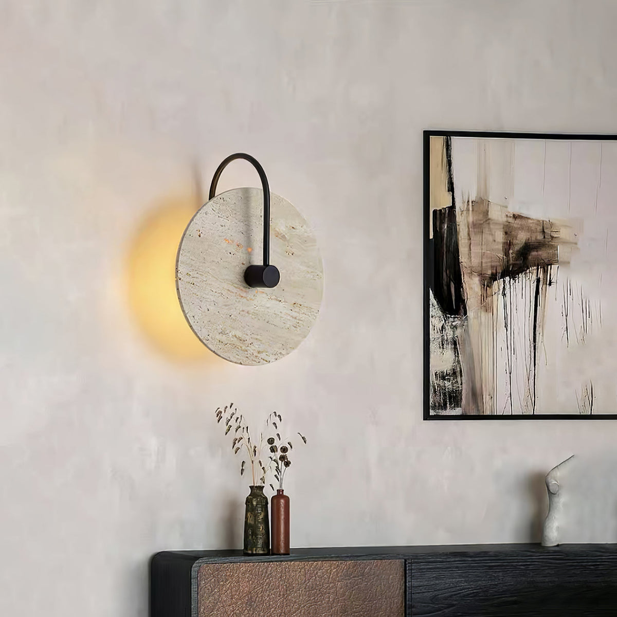 round-travertine-wall-lamp