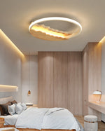 Round Wood Grain Wave Ceiling Lamp
