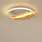 Round Wood Grain Wave Ceiling Lamp