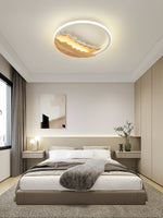 Round Wood Grain Wave Ceiling Lamp