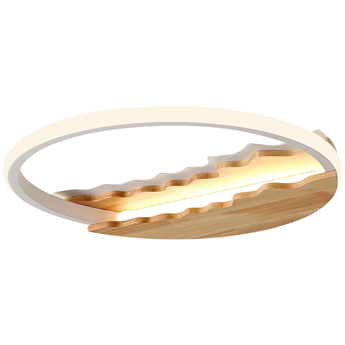 Round Wood Grain Wave Ceiling Lamp