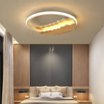 Round Wood Grain Wave Ceiling Lamp