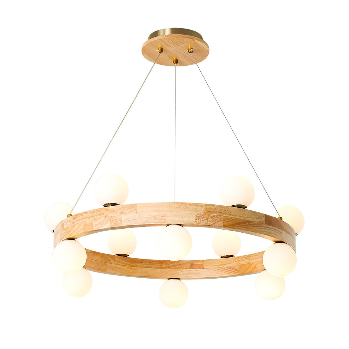 Round Wood Ring Pendant Light