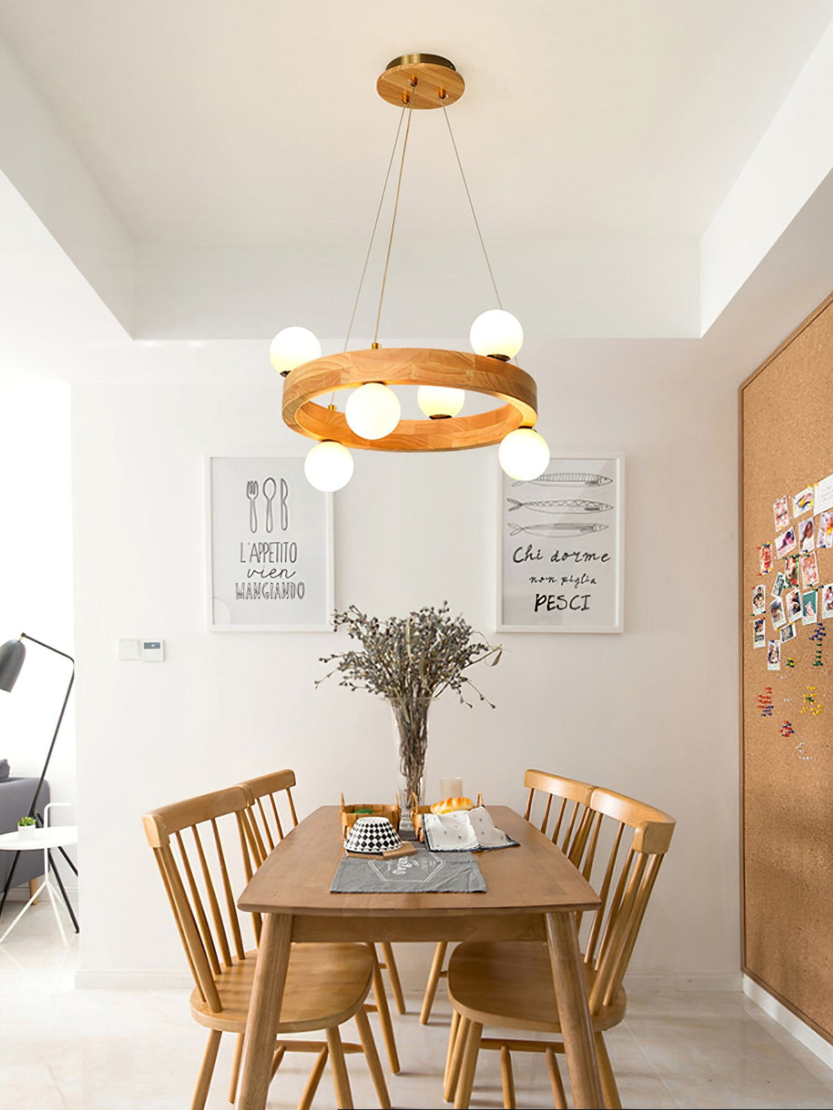 Round Wood Ring Pendant Light