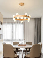 Round Wood Ring Pendant Light