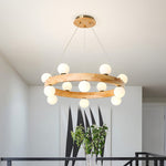 Round Wood Ring Pendant Light