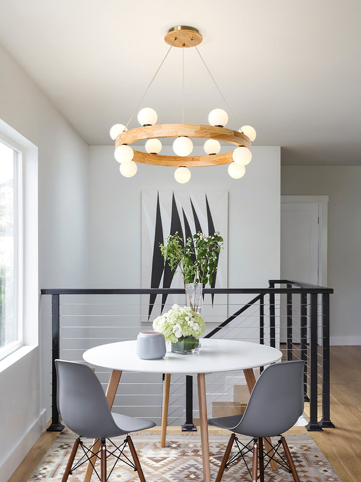 Round Wood Ring Pendant Light