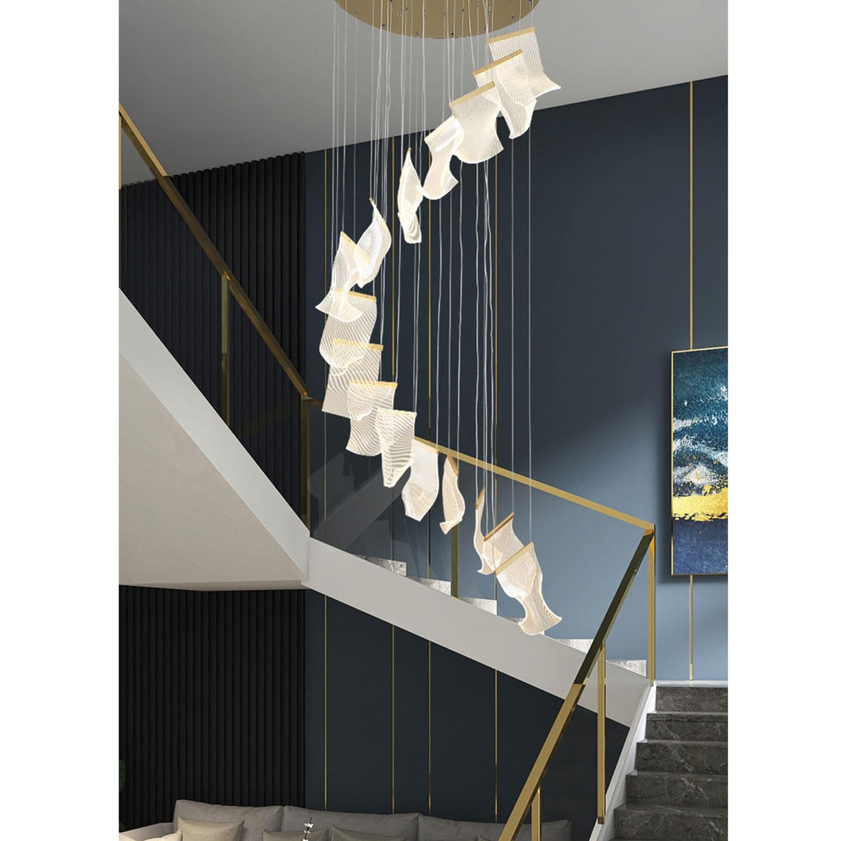 Double Storey Villa Living Room Light Luxurious And Artistic Chandelier