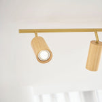 Rowan Ceiling Light in Walnut and Brass, Modern Track Lighting