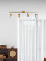Rowan Ceiling Light in Walnut and Brass, Modern Track Lighting