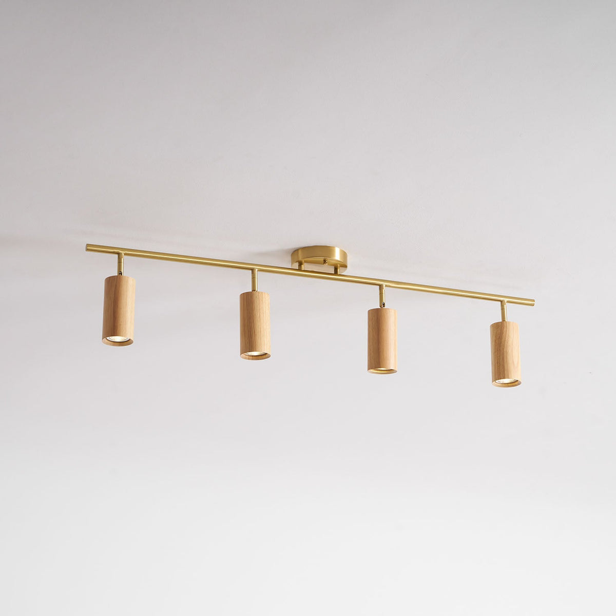 Rowan Ceiling Light in Walnut and Brass, Modern Track Lighting