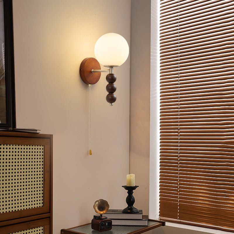 Rowan Bead Wall Sconce – Modern Wood & Glass Wall Light