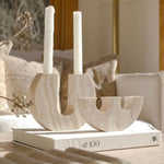 Rowan Sculptural Travertine Candle Holder in Natural Yellow Stone