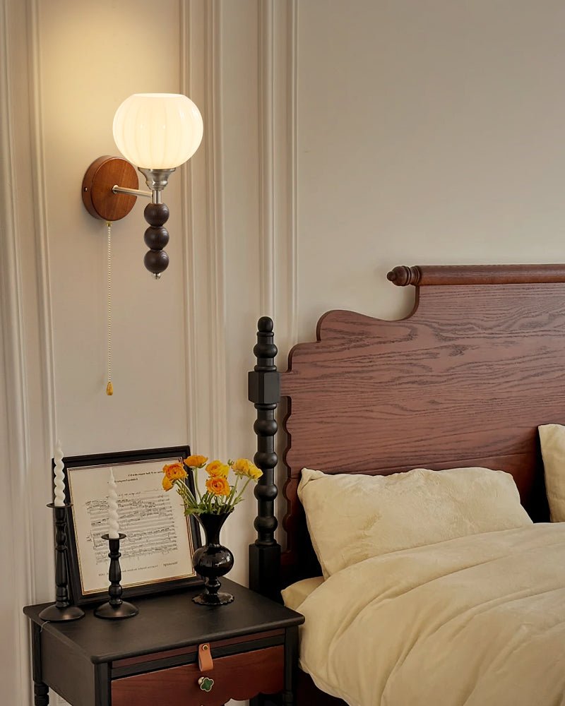 Rowan Bead Wall Sconce – Modern Wood & Glass Wall Light