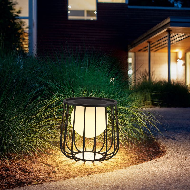 Rowan Cage Solar Lantern – Modern Outdoor Portable Lamp