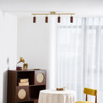 Rowan Ceiling Light in Walnut and Brass, Modern Track Lighting