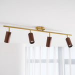 Rowan Ceiling Light in Walnut and Brass, Modern Track Lighting