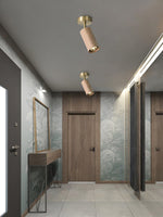Rowan Ceiling Light in Walnut and Brass, Modern Track Lighting
